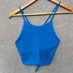 Wicked Weasel WKDBOD Womens XS Blue High Neck Lace Up Back Athletic Crop Top